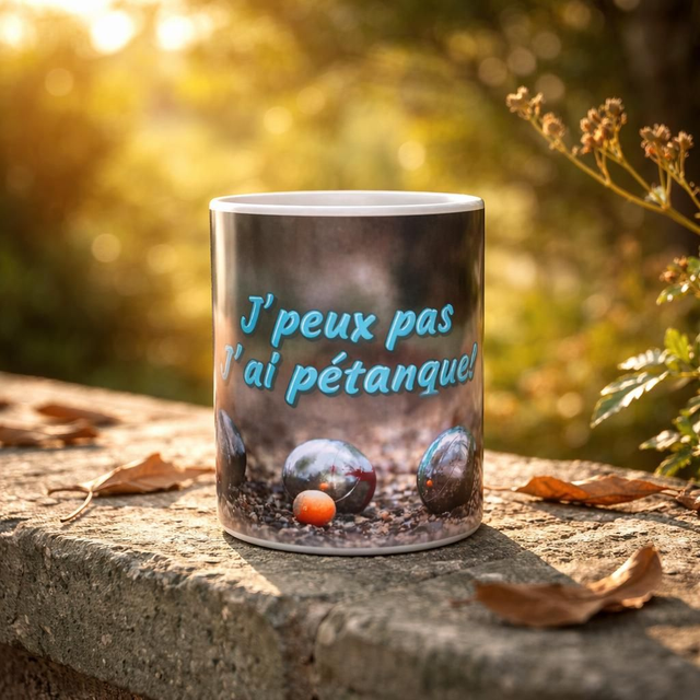 Mug humour j'peux pas j'ai pétanque 