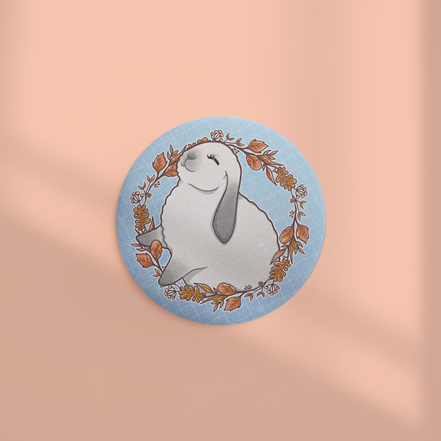 Badge effet mat sablé 44mm FALLEN LEAVES