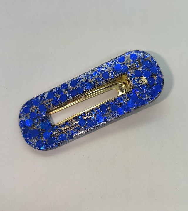 Barrette à cheveux bleu pailletté 