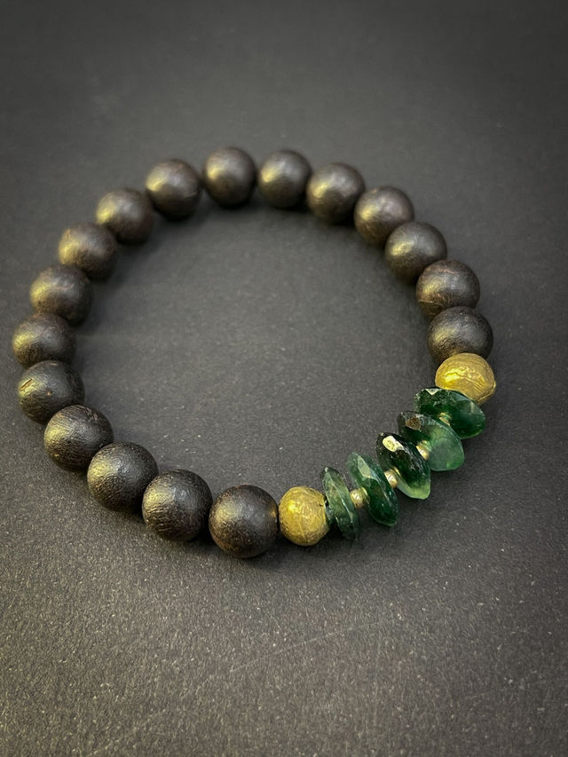 Bracelet agates vertes et ébène