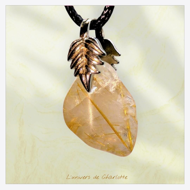 Pendentif &quot;Quartz rutile doré&quot; PN-059