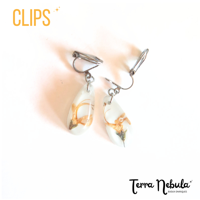 Boucles d&#039;oreilles Clips Fleuris Romarin | BO202