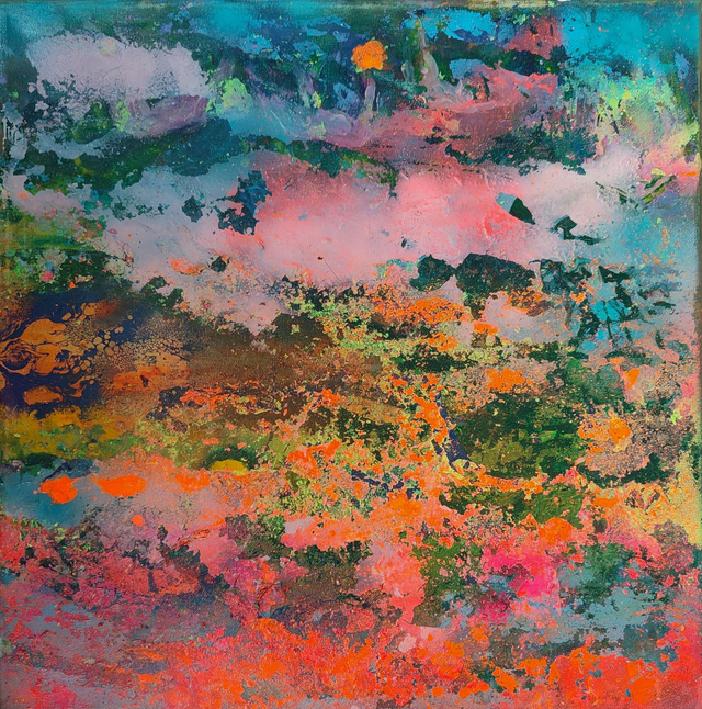 Czeskie impresje 4, 50x50 olej akryl płótno