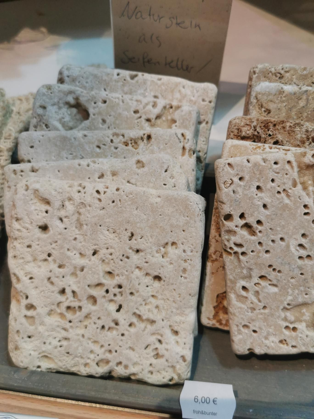 Travertin Untersetzer roh