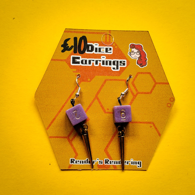 Spike and Purple - Mini Dice - Earrings  [EAR-DIC-PULS]