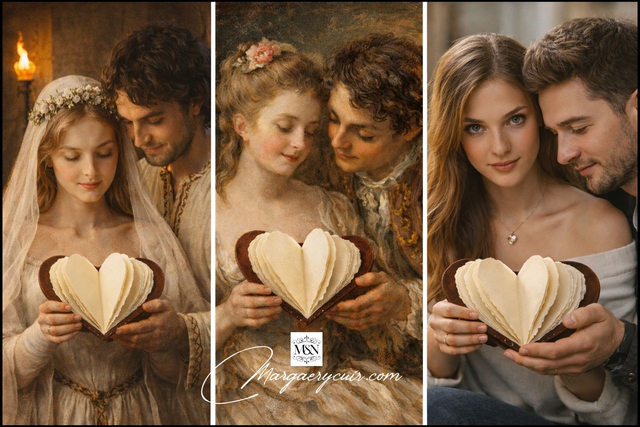 Livre-cœur artisanal en cuir – Carnet de promesse &amp; mariage