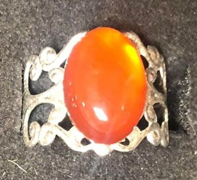 cornaline (bague baroque argentée) 