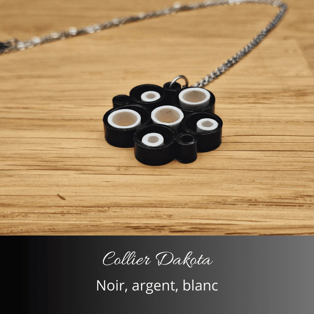 Collier Dakota - Noir, argent, blanc
