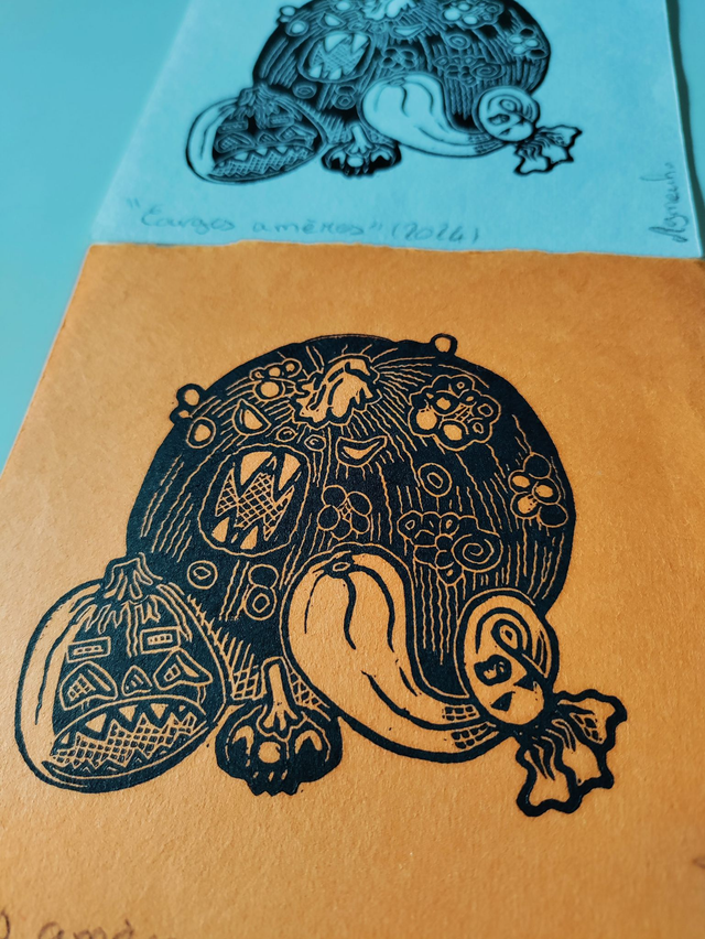 Courges amères, format carré 12X12 cm