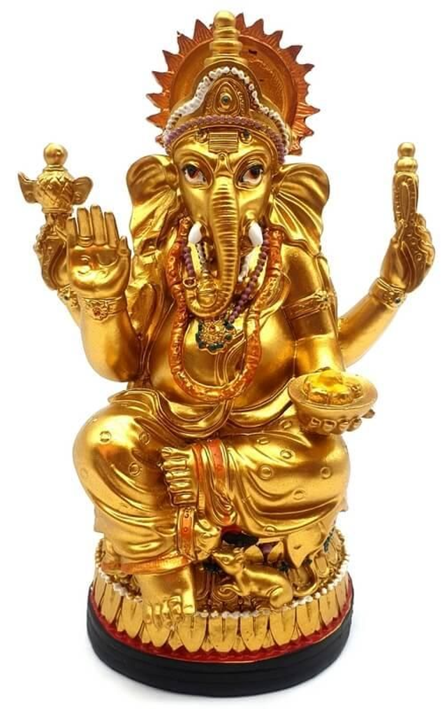 Statue Résine Ganesh Doré sur Socle