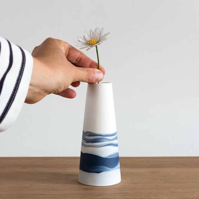 Vase - Soliflore - Horizons - Bleu nuit et Blanc