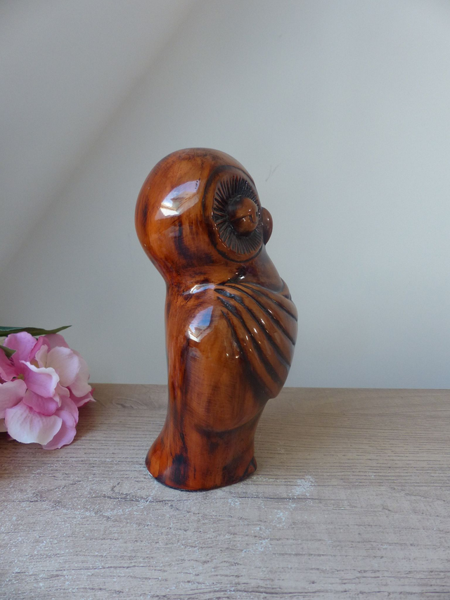 Chouette Zen Polychrome en Résine Marron : Sculpture Apaisante pour Ajouter une Touche Asiatique à Votre Décor, Sagesse et Sérénité Maison