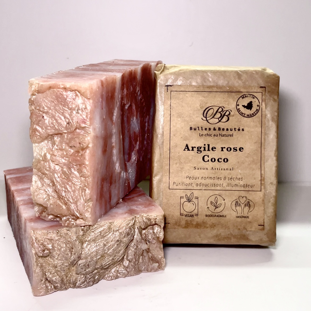 Savon Argile rose coco- PINK CLAY COCONUT SOAP
