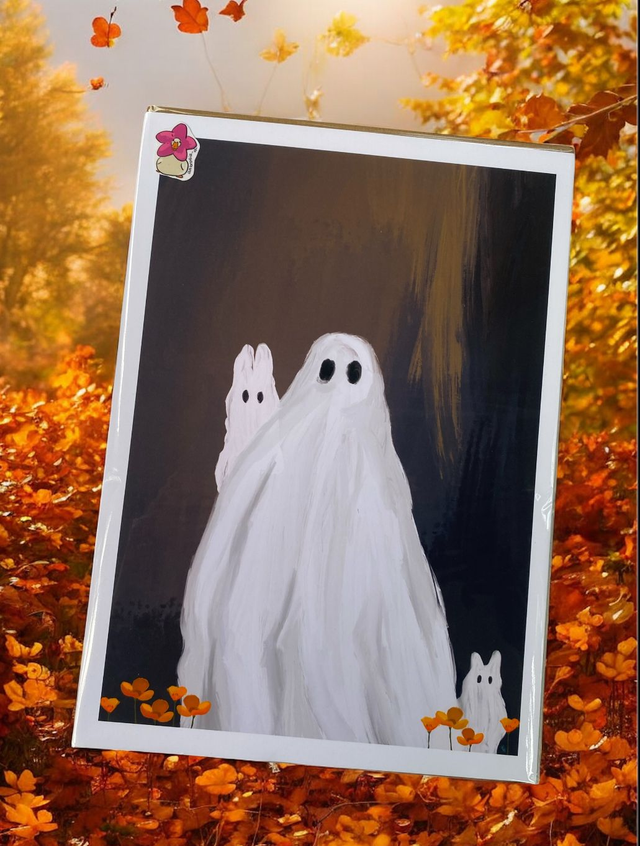 Print - Affiches Fantôme mignon et ses lapins fantômes  