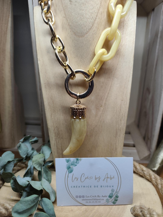 BIG COLLIER GROSSES MAILLES GOLD/JAUNE/ CORNE 0000752