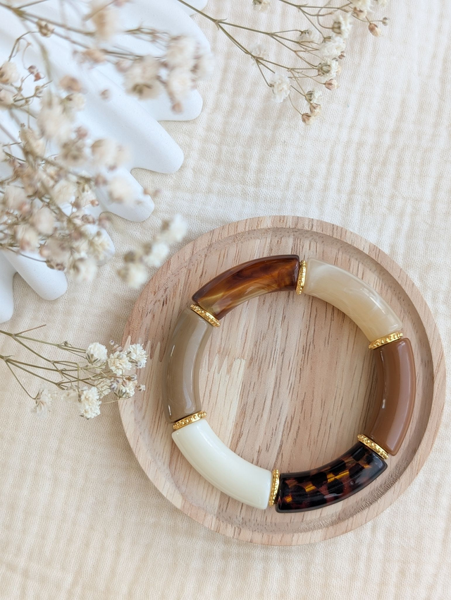 Bracelet jonc Marie marron léopard