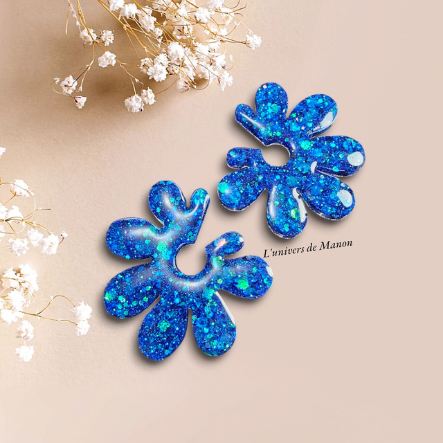 Boucles d'oreilles " Julia " en résine et paillettes pour femme, tendance