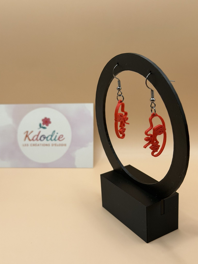 Boucles d'oreilles Géométrique - Visage -  Attaches Crochet