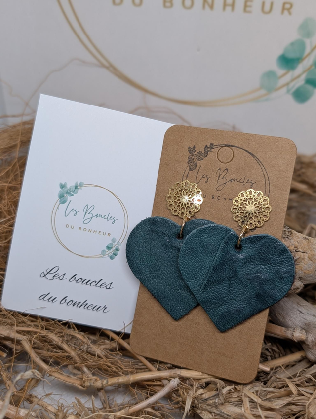 Boucles d&#039;oreilles Coeur ❤️ vert li023