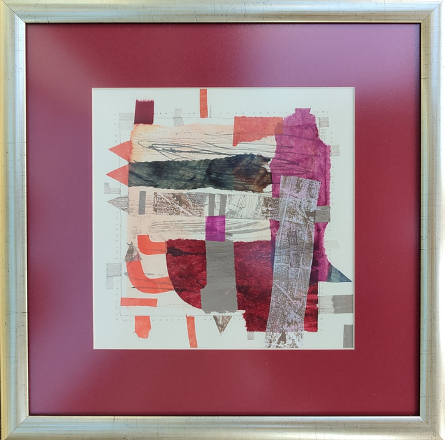 Kompozycja13, 30x30 (20x20 w świetle passe-partout) tech. mieszana 2020 oprawiony