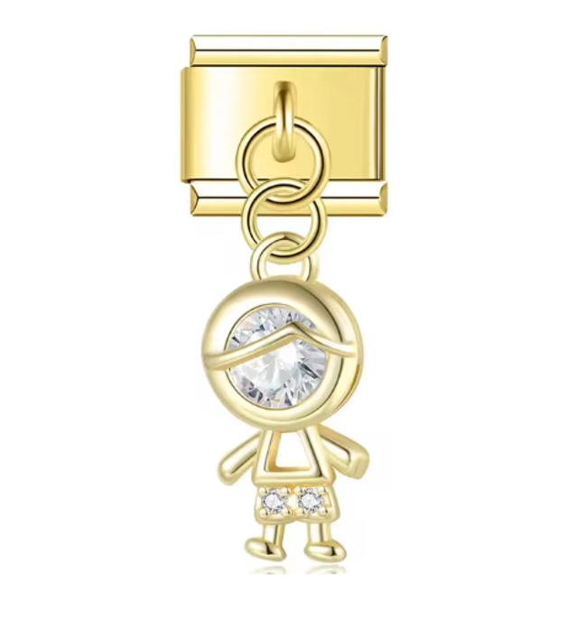 Charm Niño con Brillos Dorado
