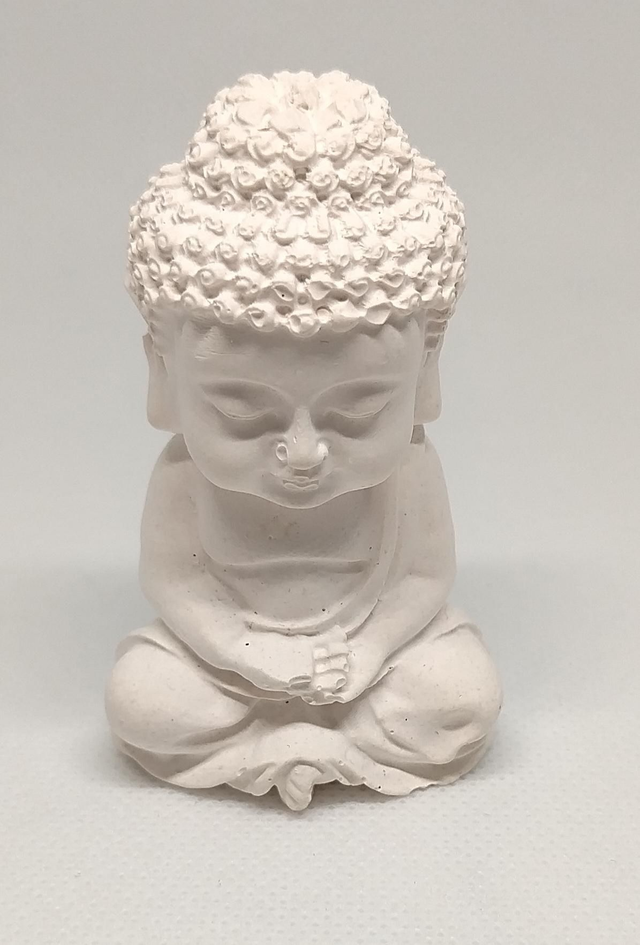 Bouddha blanc en résine minérale 
