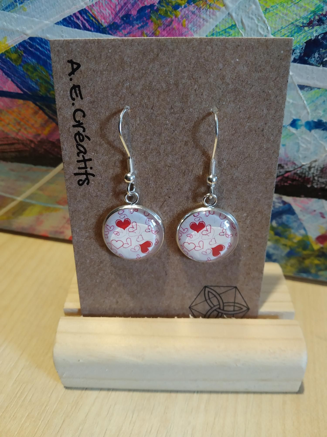 Boucles D&#039;oreilles Cabochons Coeur 
