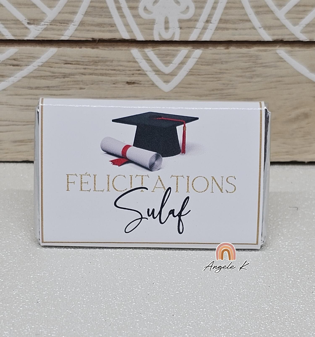 Lot de 10 mini chocolats personnalisés thème diplôme 
