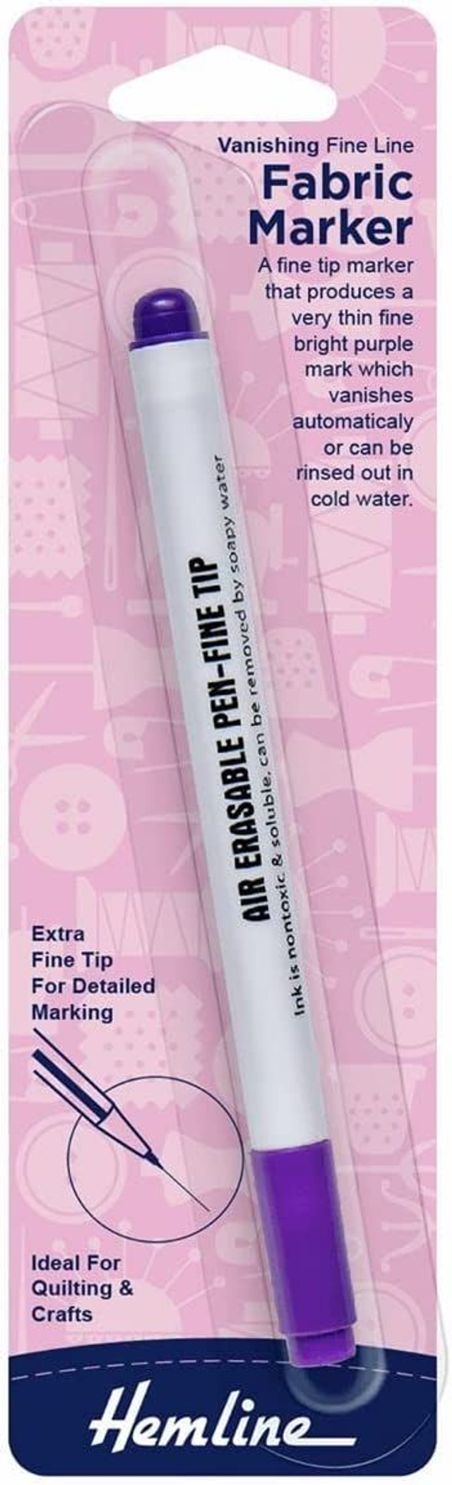 Hemline H296.F | Purple Vanishing Fabric Marker Fine Line Pen