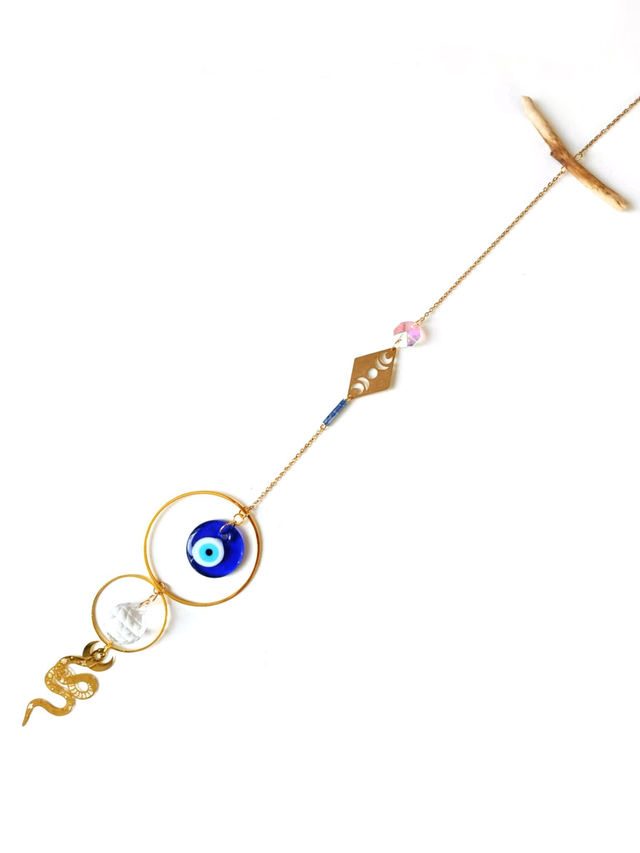 Attrape Soleil d'intérieur Upcyclé, prisme & Nazar - PROTECTION - Chambre à Air Valorisée & Perles Recyclées - Pièce Unique