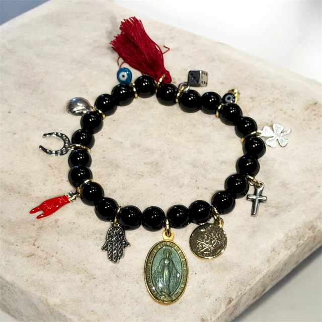 Bracciale multicharms nero 26NG-7