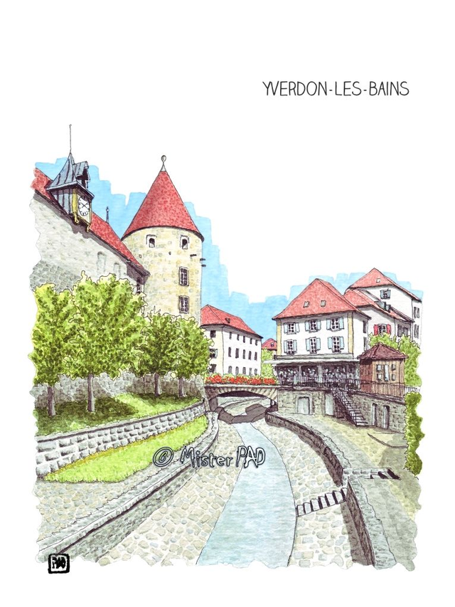 Château d&#039;Yverdon-les-Bains vue canal oriental / Yverdon-les-Bains Castle view 2