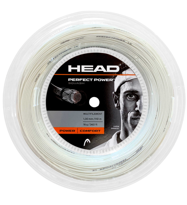 4) Squash Restringing - Head Perfectpower (Cloudy White)