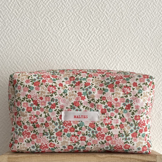 Trousse cube mini fleurs rose
