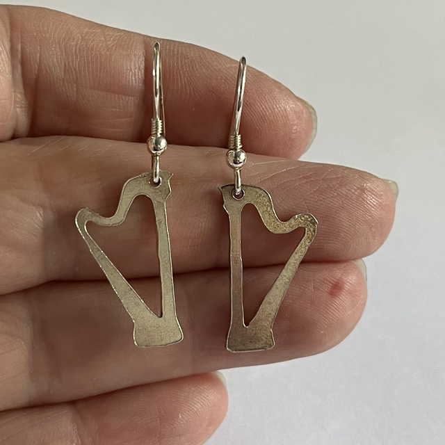 Sterling Silver Harp Earrings.