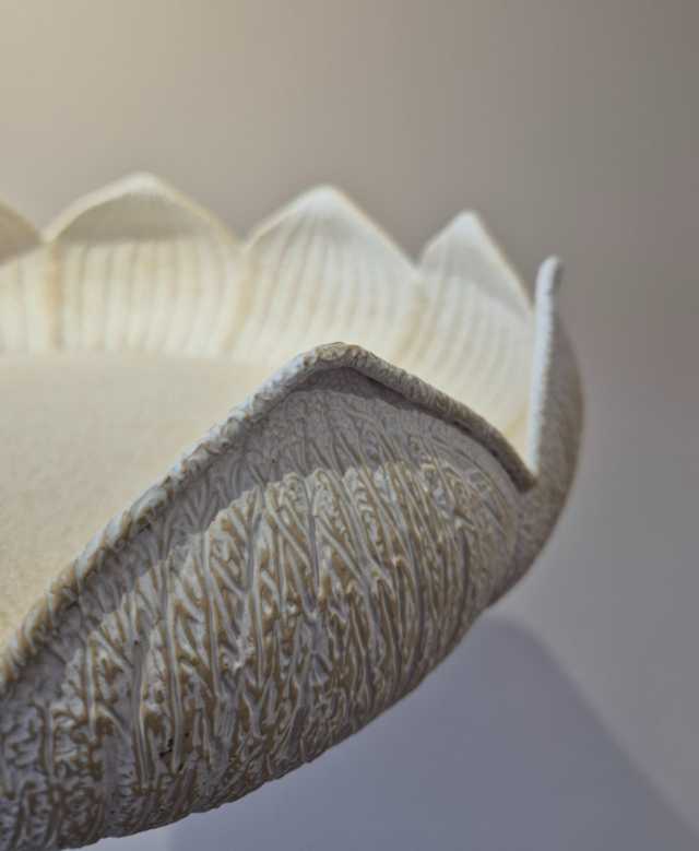 Plateau bloem wit\ecru M