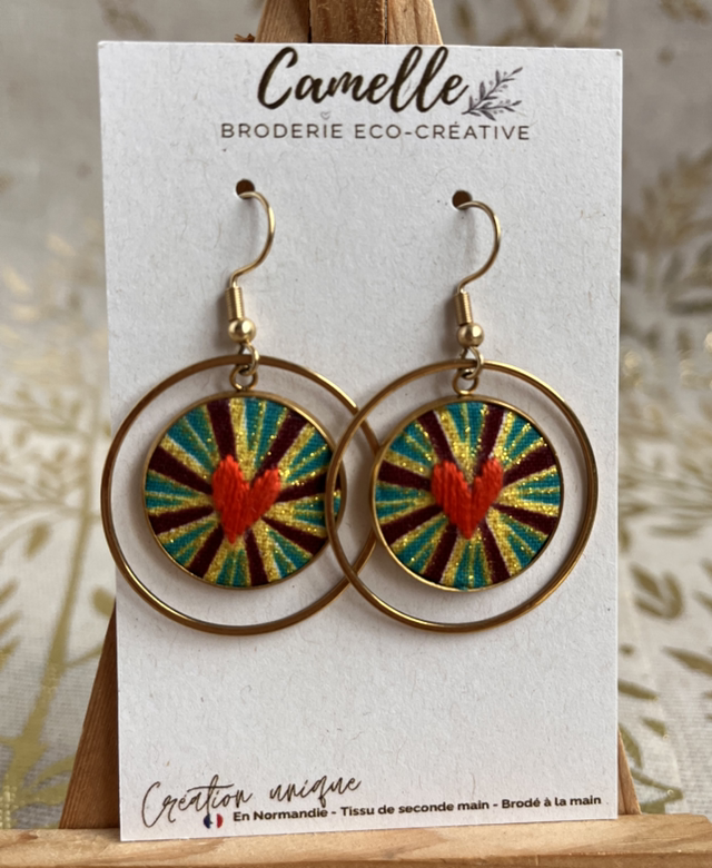 Boucles d’oreilles brillantes/orangé