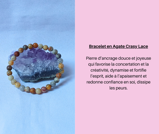 211- Bracelet en Agate Crasy Lace