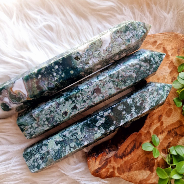 Moss Agate Large Towers