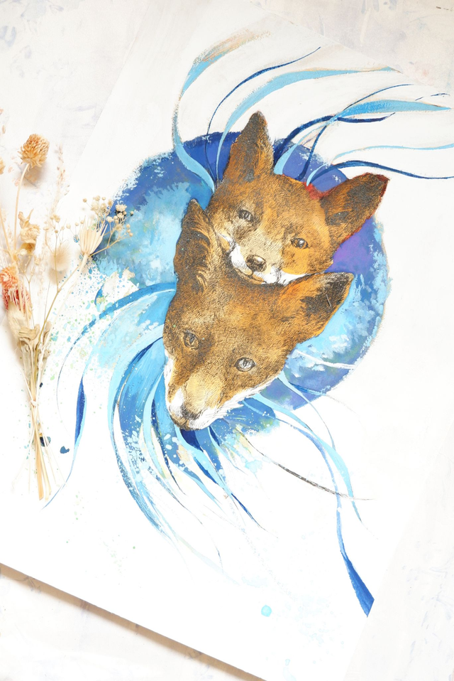 Illustration originale "Les frères renards"