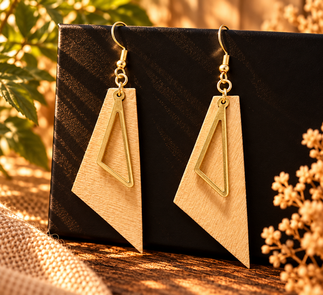 Boucles EVASION triangle beige
