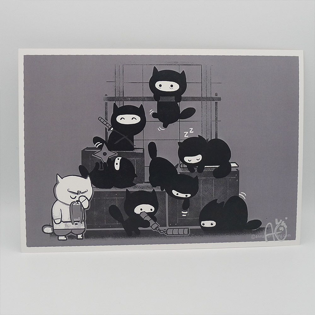 SIGNED A4 Art Print - Ninja Kittens - Cats, Katzen, Ninjas
