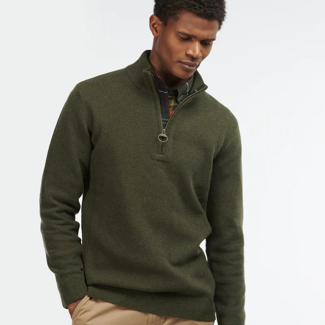 Barbour Holden Half Zip Olive Marl 