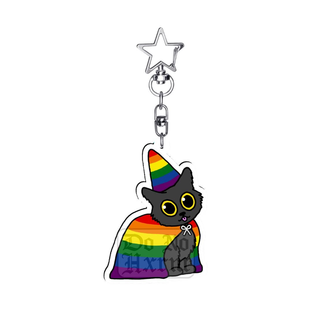 Rainbow Pride Cat Acrylic Keyring