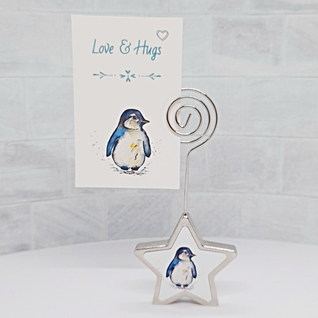 Penguin place card holder / desktop photo holder