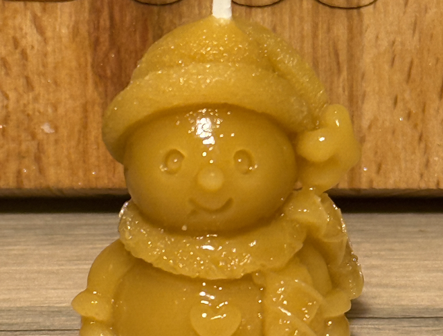 Small Snowman Shaped Candle - 100% Beeswax