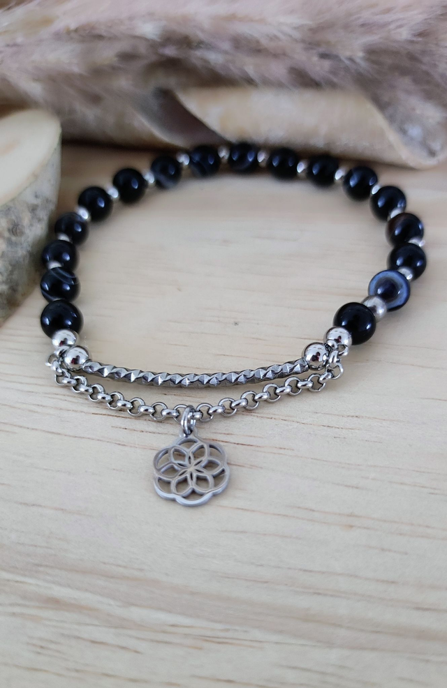 Bracelet "Soutien et Force" Onyx