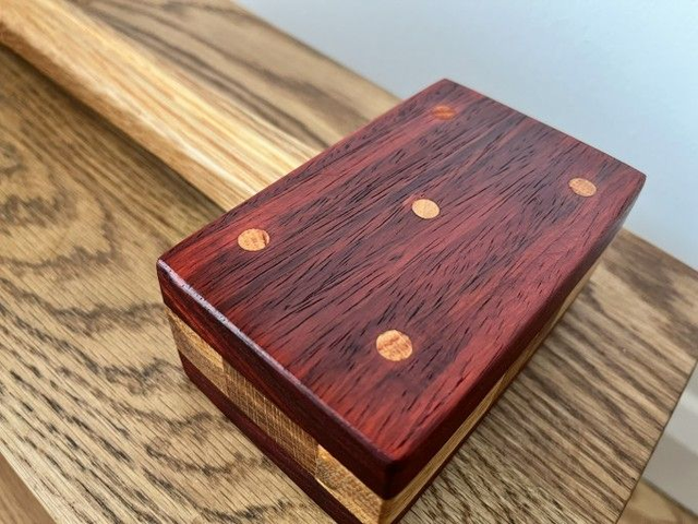 Wooden mallet made of solid oak and Padauk wood.