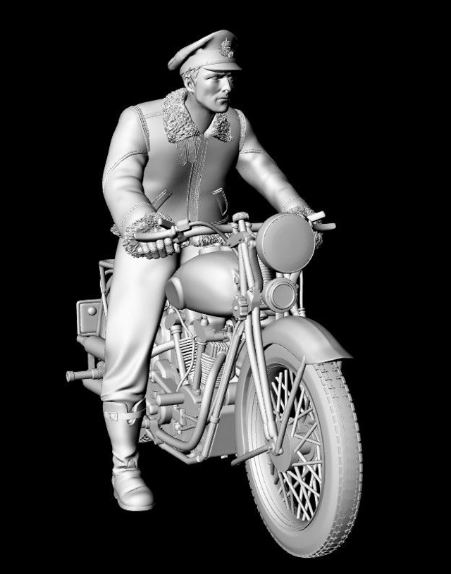 3Dimontis - WW2 RAF Pilot with BSA Y13 motorcycle