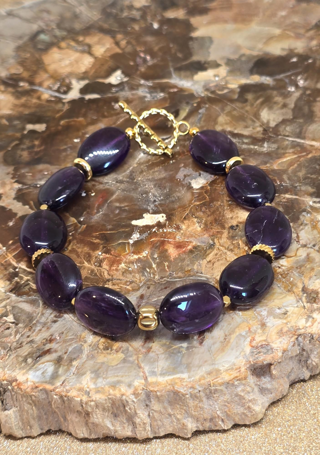 Bracelet Améthyste ovale 